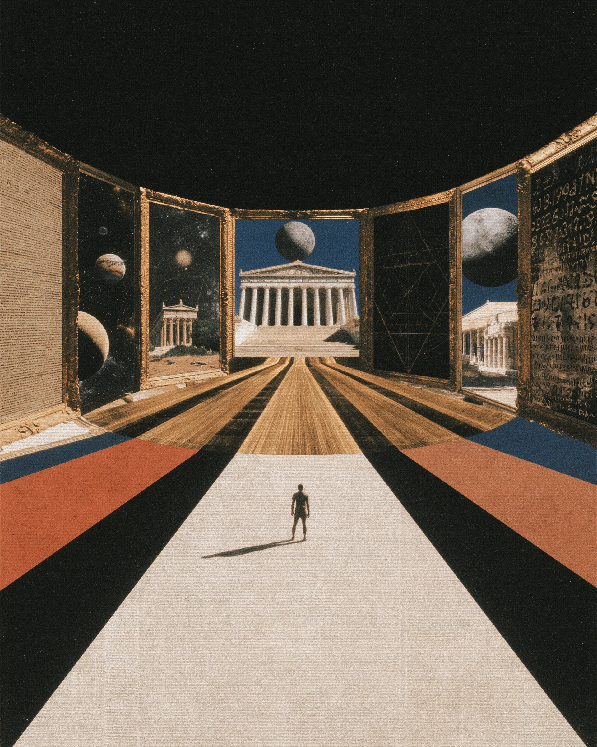 A solitary ancient temple floating in infinite darkness — the editorial standard the reading holds itself to.